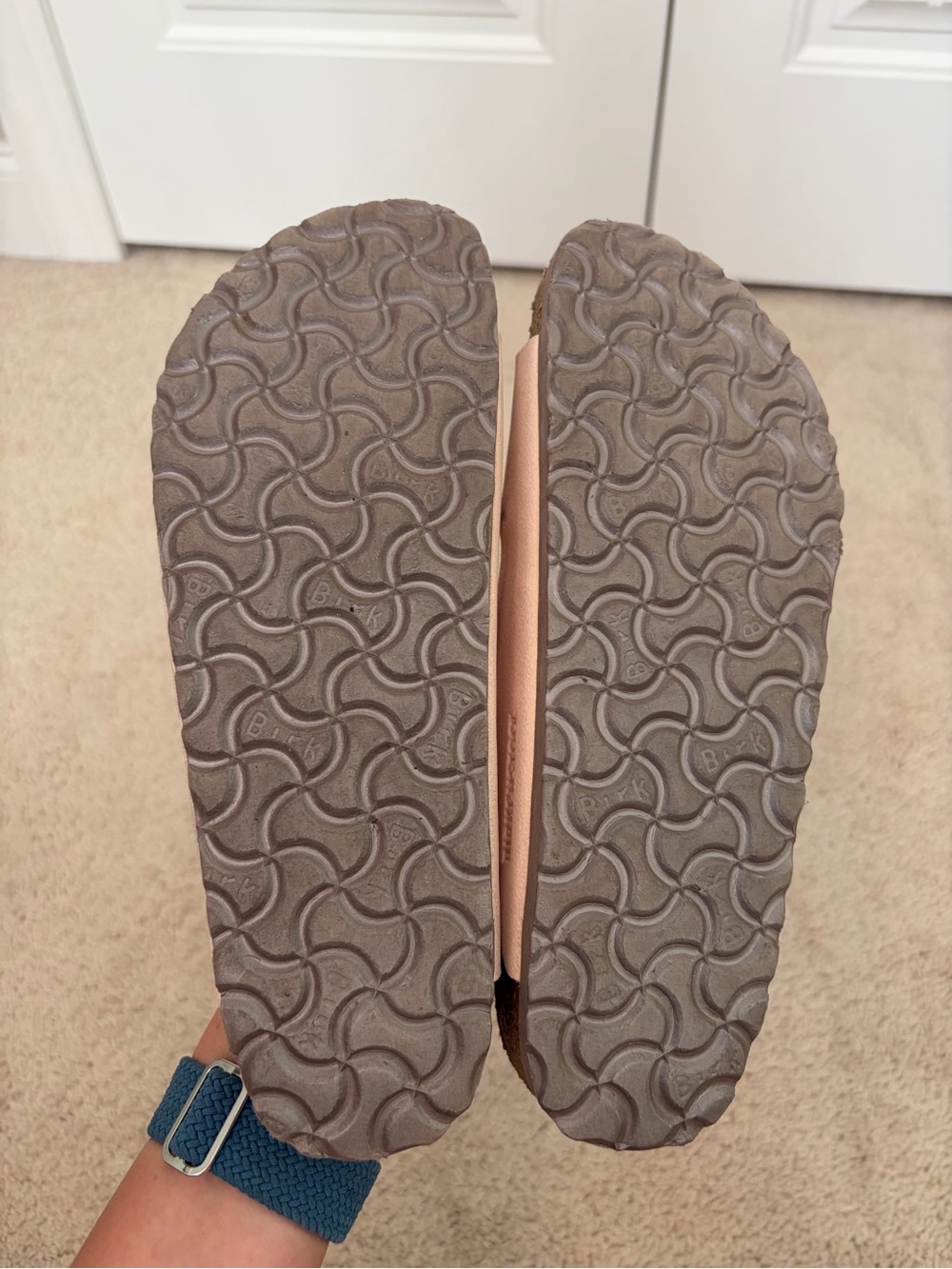 Birkenstock Pink Leather Arizona Soft Foot Slide Women's Size EU 38 US 7 - 7.5 - Picture 7 of 7